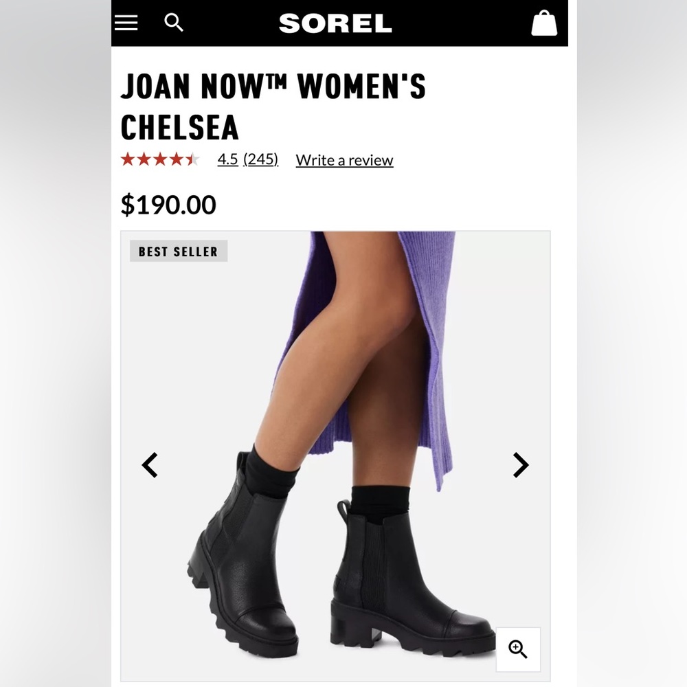 Sorel Joan Now Black Chelsea Boots